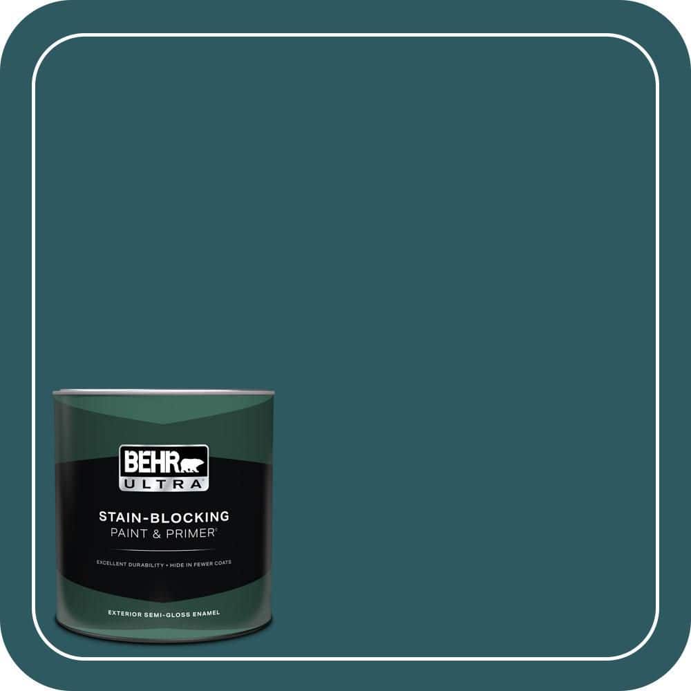 BEHR ULTRA 1 qt. #QE-47 Petro Blue Semi-Gloss Enamel Exterior Paint & Primer
