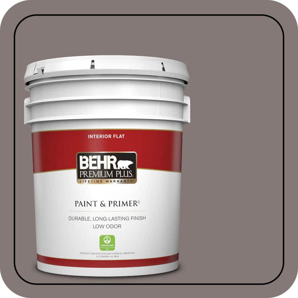 BEHR PREMIUM PLUS 5 gal. #N140-5 Complex Gray Flat Low Odor Interior Paint & Primer
