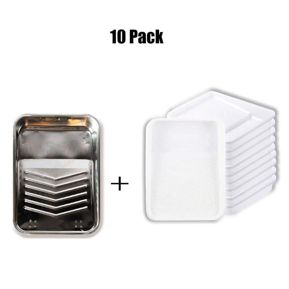 Dracelo 9 in. Plastic and Metal Paint Tray Liners for Paint Rollers (10-Pack) (2)