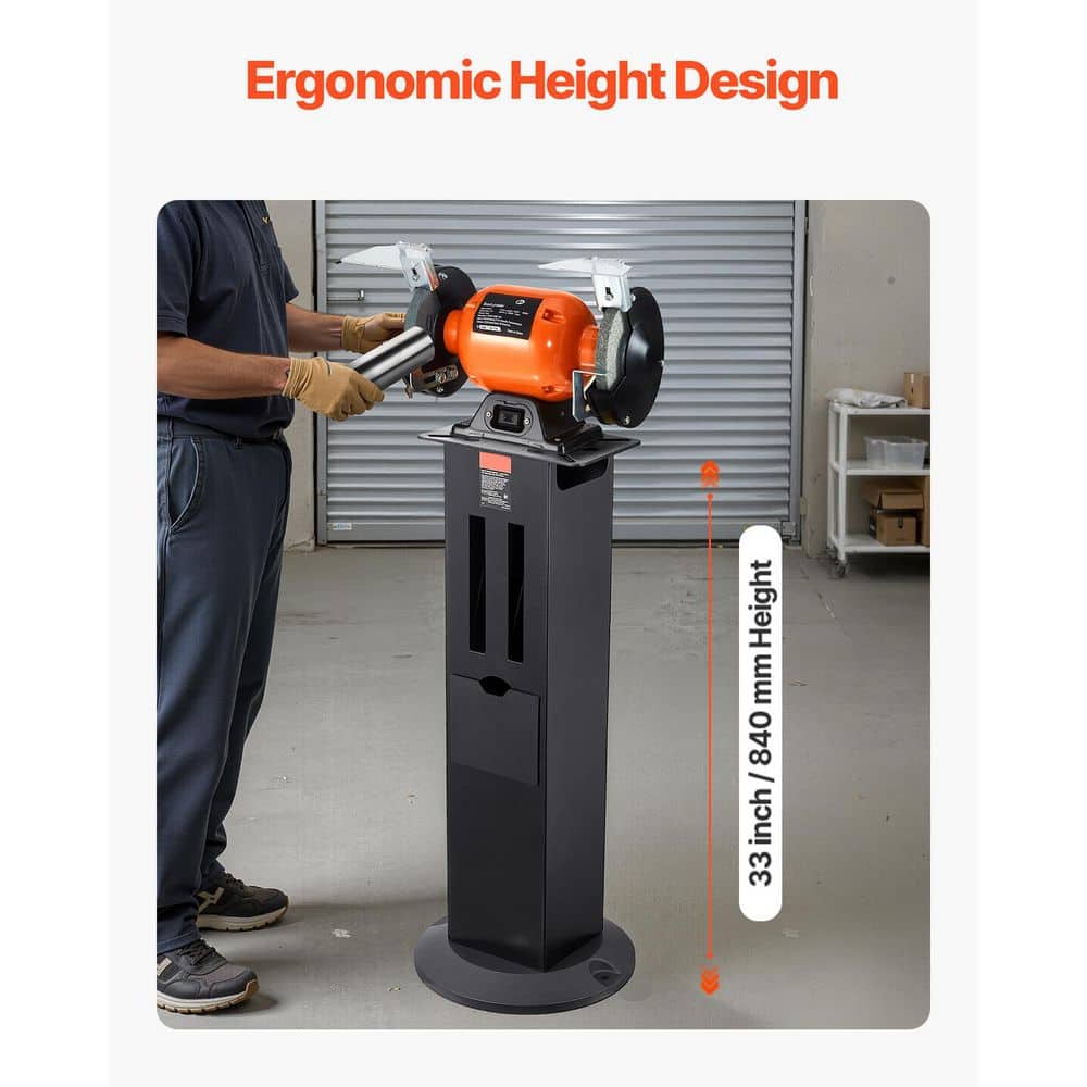 SKYSHALO Bench Grinder Stand, Heavy-Duty Bench Grinder and Vise Floor Pedestal with 11 in. x 6.7 in. Mounting Plate (3)