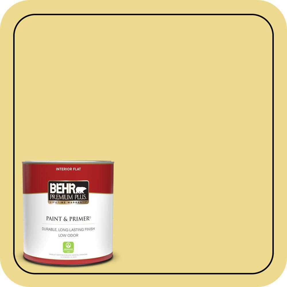BEHR PREMIUM PLUS #P320-4 Pineapple Crush Flat Interior/Exterior Paint & Primer Color Sample (1)