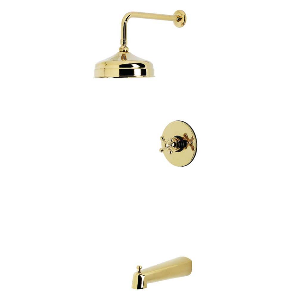 Kingston Brass Revival 1-Handle 1-Spray Tub and Shower Faucet 1.8 GPM in Polished Brass (1)