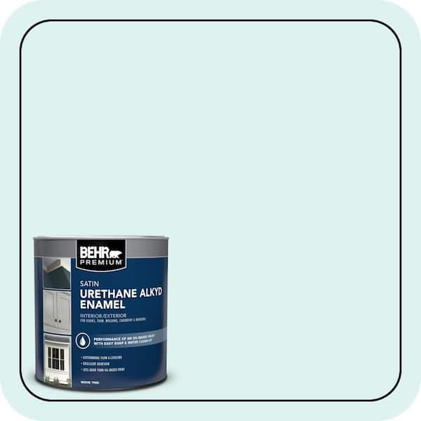 BEHR PREMIUM 1 qt. #500C-2 Aqua Pura Satin Enamel Urethane Alkyd Interior/Exterior Paint (2)