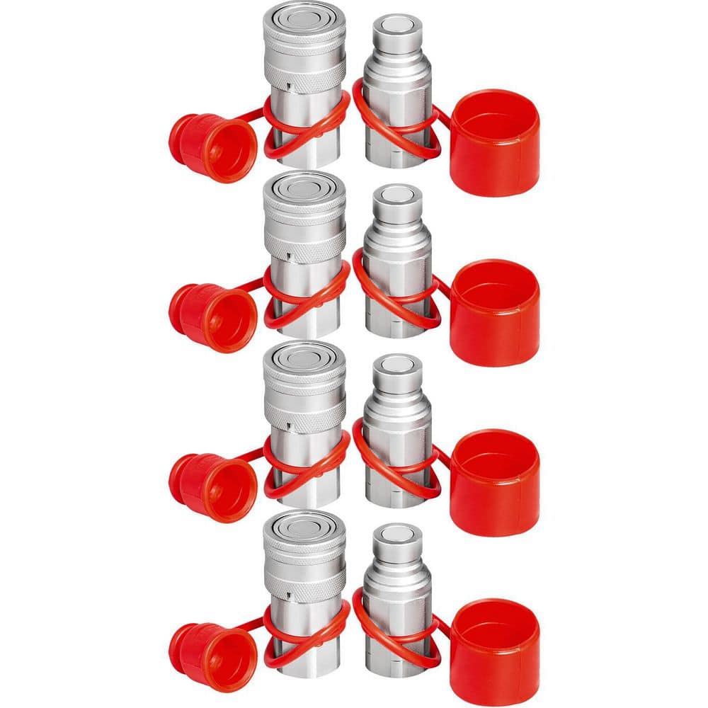 VEVOR Hydraulic Quick Connect 1/2 in. Body with 1/2 in. NPT Thread Hydraulic Coupler 4-Pairs Hydraulic Quick Coupler (1)