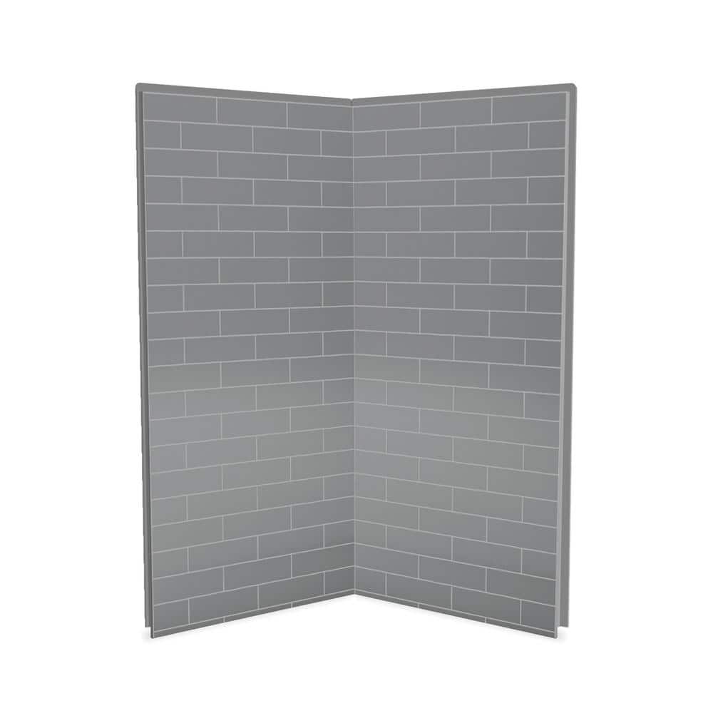 MAAX Utile Metro 36 in. W x 80 in. H Direct-to-Stud Fiberglass Shower Wall Set for Corner in Ash Grey, 2 Panels