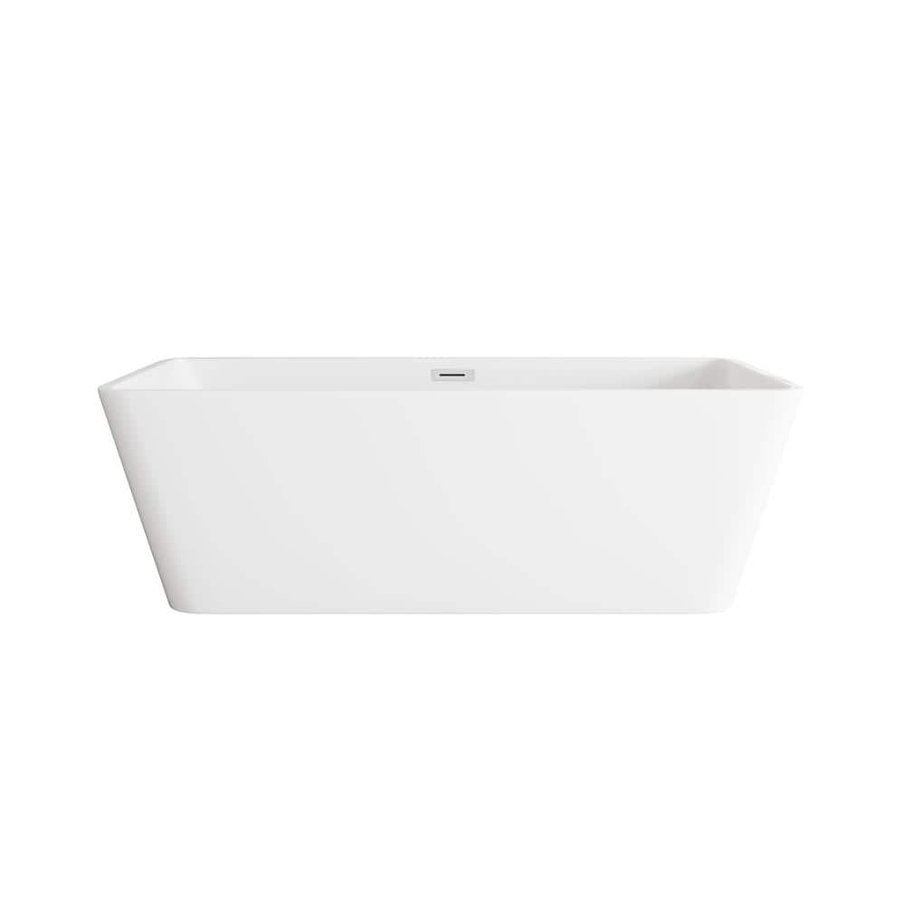 Unbranded Timeless Home 67 in. x 31.5 in. Soaking Bathtub with Center Drain in Glossy White with Chrome Trim