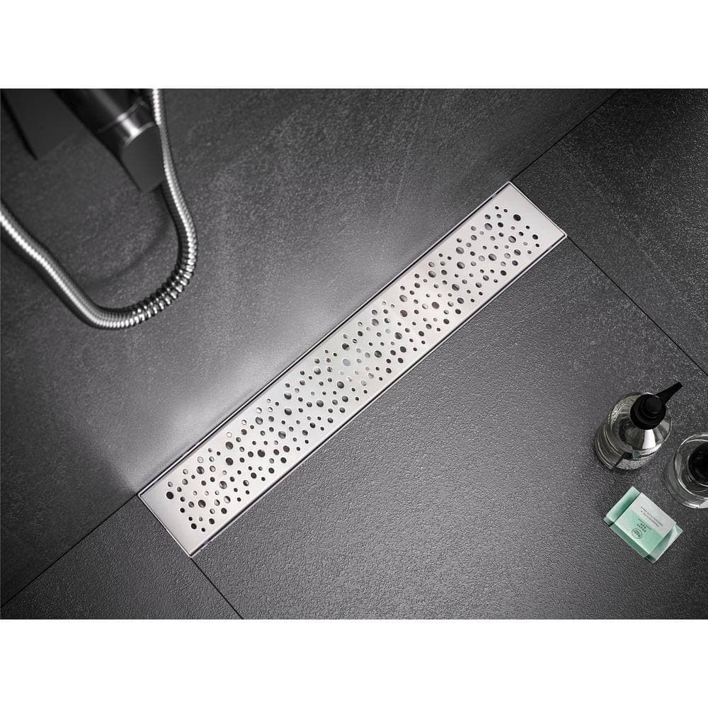 Elegante Drain Collection 30 in. Linear Stainless Steel Shower Drain with Rain Drop Pattern (2)