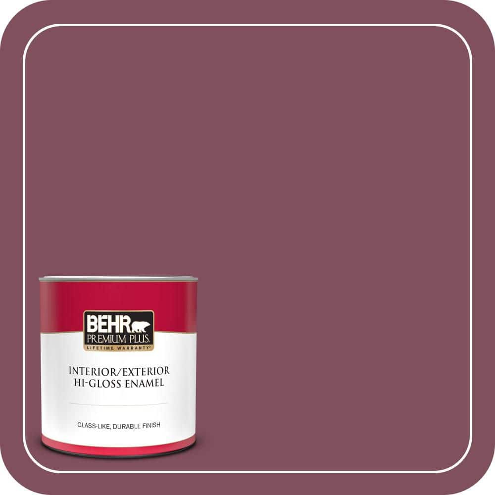 BEHR PREMIUM PLUS 1 qt. #T17-14 Artful Magenta Hi-Gloss Enamel Interior/Exterior Paint & Primer (1)