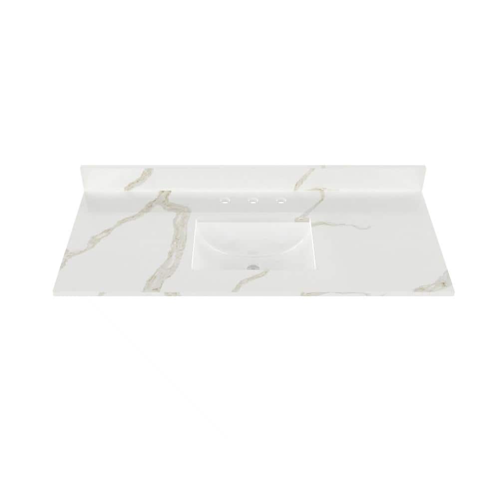 Winette 49 in. W 22 in. D Quartz Vanity Top with White Rectangular Single Sink