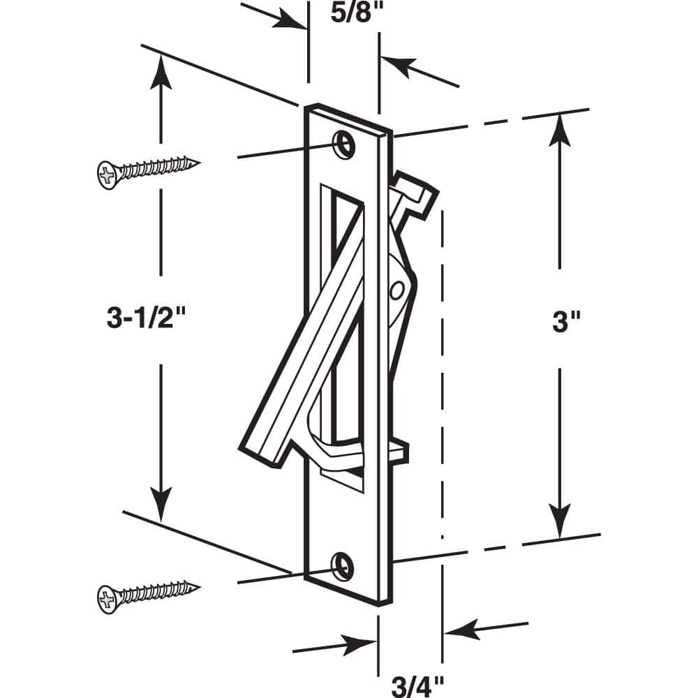 Prime-Line Diecast, Satin Nickel, Pocket Door Flush Edge Pull (2)