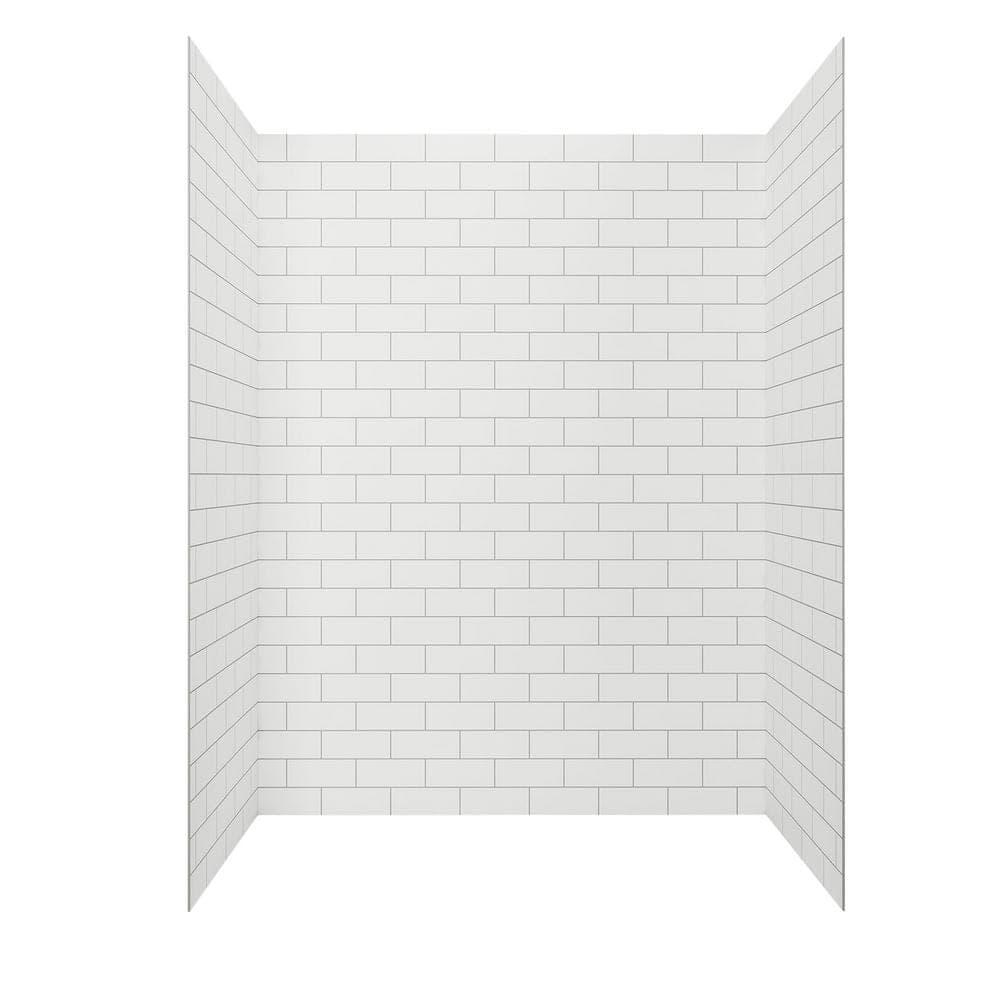 American Standard Passage 32 in. W x 72 in. H Four piece Glue Up Acrylic Alcove Shower Wall Set in White Subway Tile (2)