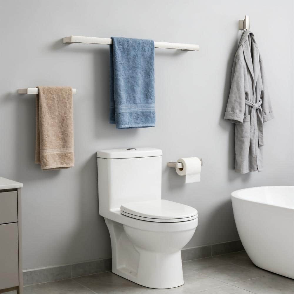 GQB 4-Piece Stainless Steel Bath Hardware Set in Brushed Nickel with Towel Rack, Towel Hook, Toilet Paper Holder (2)