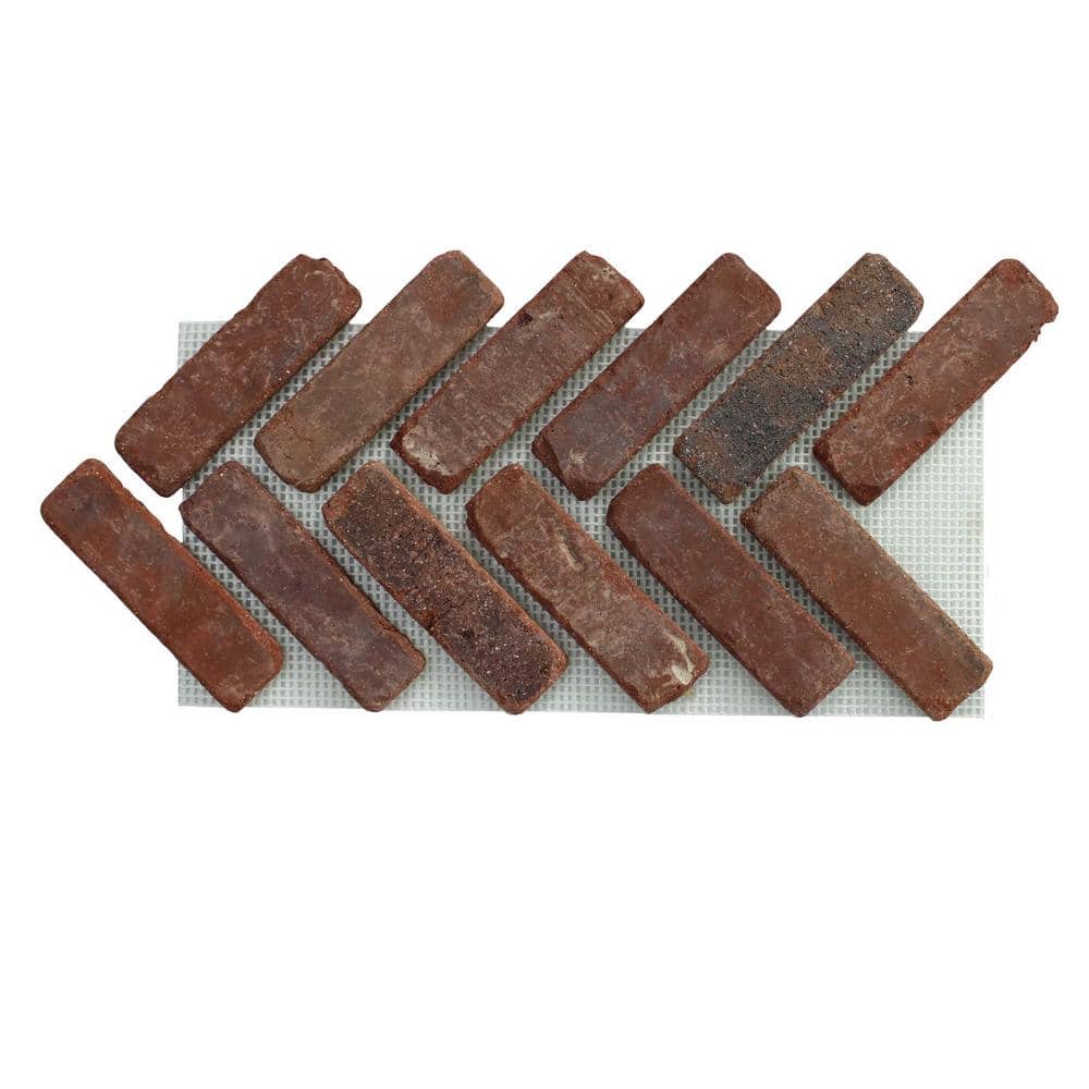 Old Mill Brick 28 in. x 12.5 in. x 0.5 in. Brickwebb Columbia Street Thin Brick Sheets - Herringbone (Box of 5 Sheets) (1)