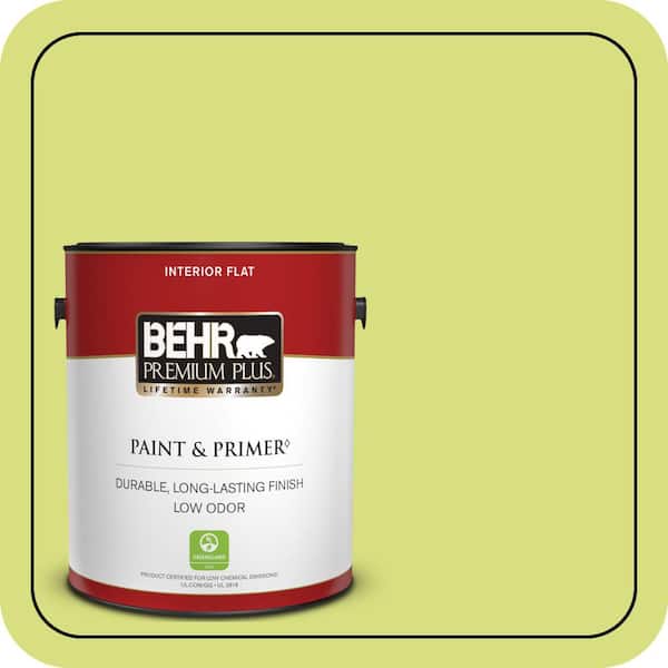 BEHR PREMIUM PLUS 1 gal. #410B-4 Carolina Parakeet Semi-Gloss Enamel Low Odor Interior Paint & Primer (2)