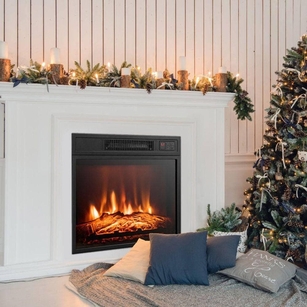 Clihome 23 in. Electric Fireplace Insert with 3D Flame, 3-Level Brightness, 5000 BTU Heater, Thermostat and Remote Control (2)