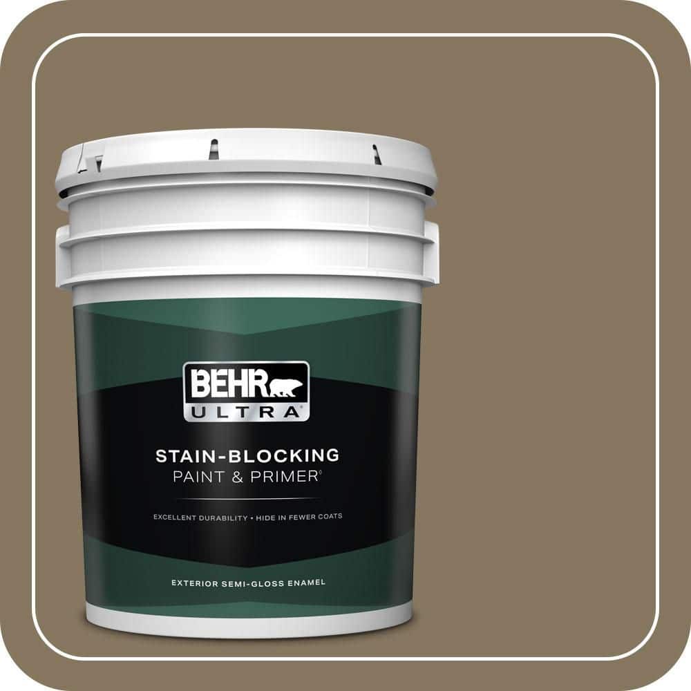 BEHR ULTRA 5 gal. #N310-6 Palm Desert Semi-Gloss Enamel Exterior Paint & Primer