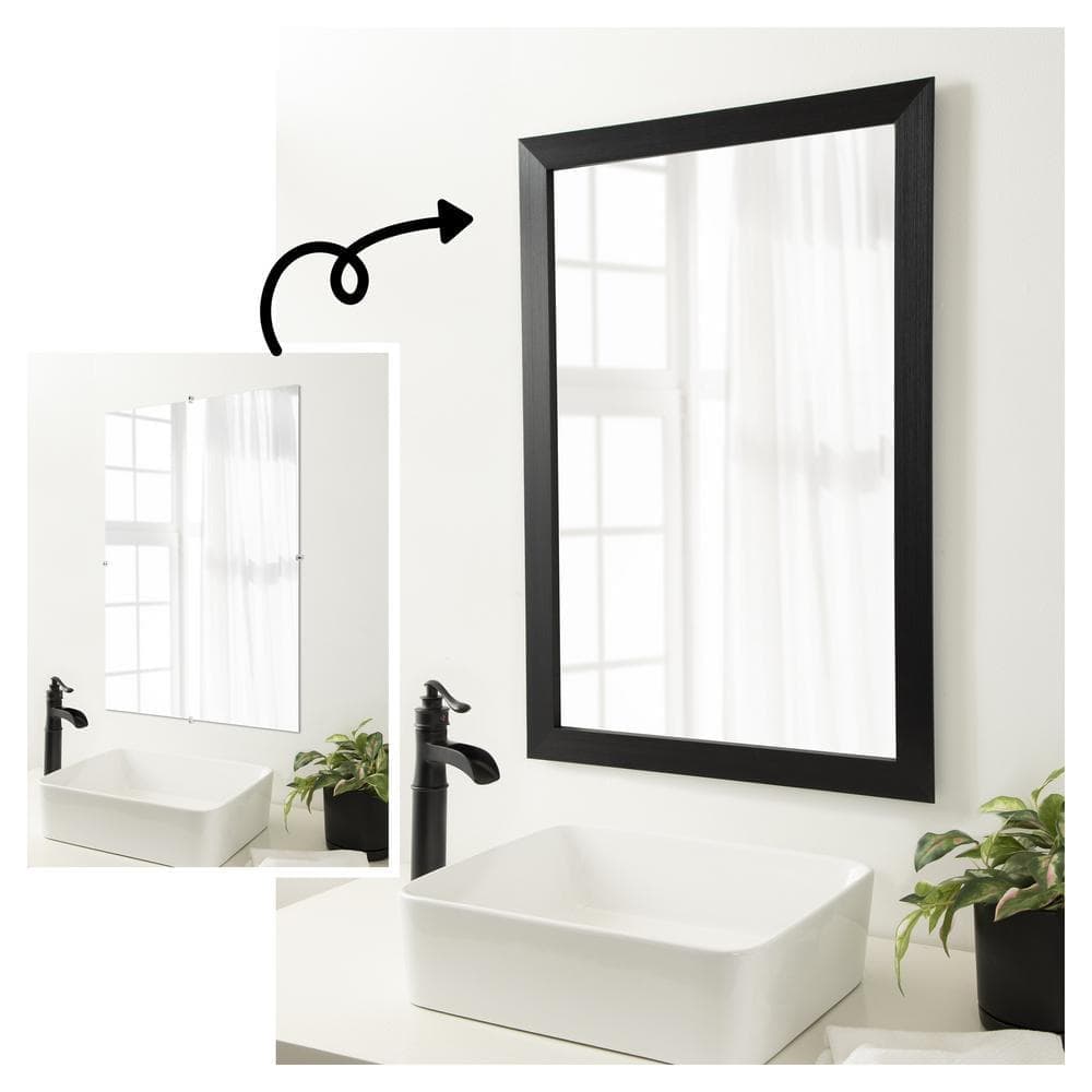 Amanti Art Mirror Makeover Brushed Black 31.25 in. W x 37.25 in. H Bathroom Mirror Frame Border Kit-Fits a 30 x 36 mirror (3)