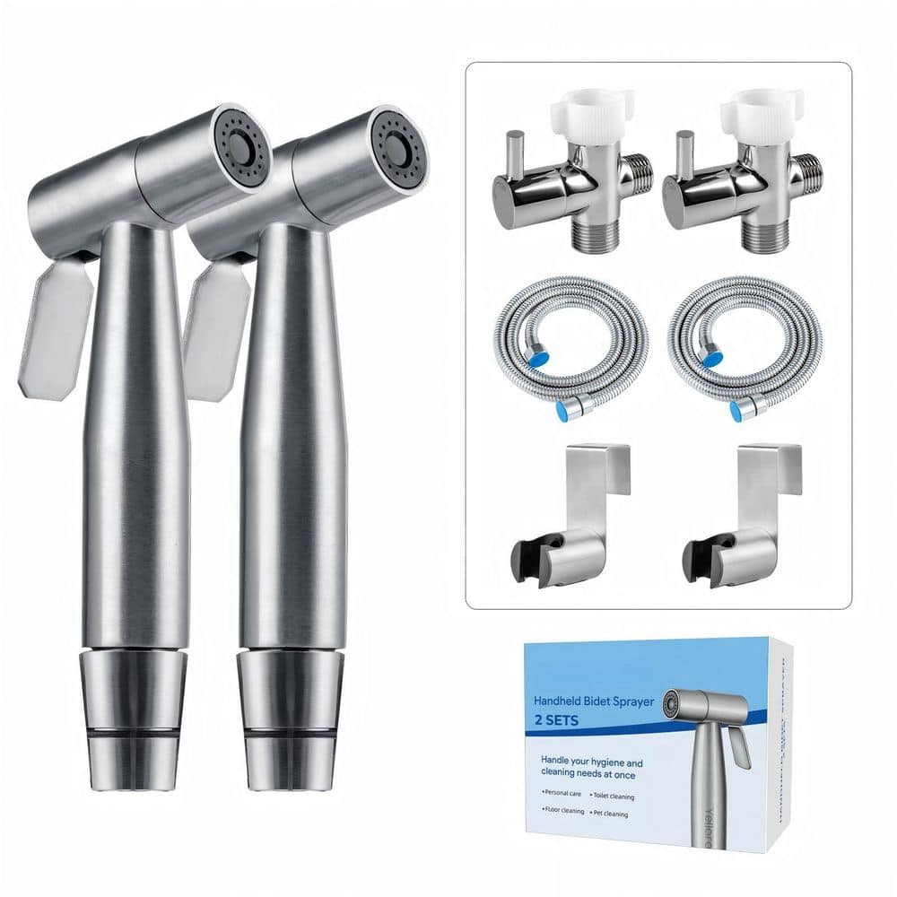 Wudkey 2-Pack Handheld Bidet Sprayer for Toilet, Stainless Steel Bidet Sprayer, Adjustable Pressure, Easy Install (1)