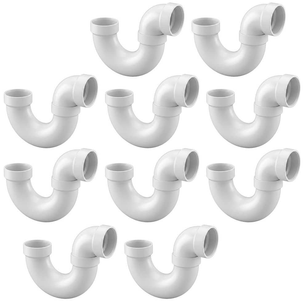 PLUMBFLEX 3 in. PVC DWV P-Trap with Solvent Weld Joint H x H, White Rigid PVC Drain, Waste and Vent Fitting, (10 Pack) (1)