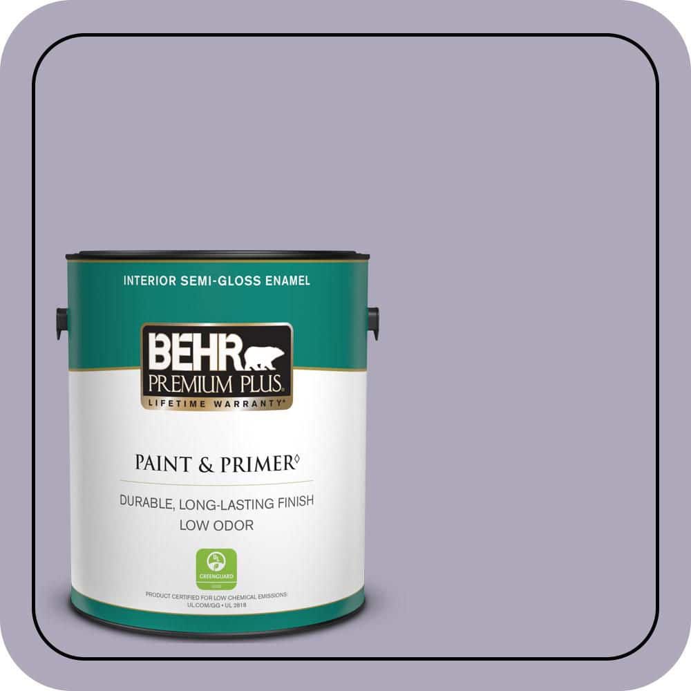 BEHR PREMIUM PLUS 1 gal. #650E-3 Plum Blossom Semi-Gloss Enamel Low Odor Interior Paint & Primer