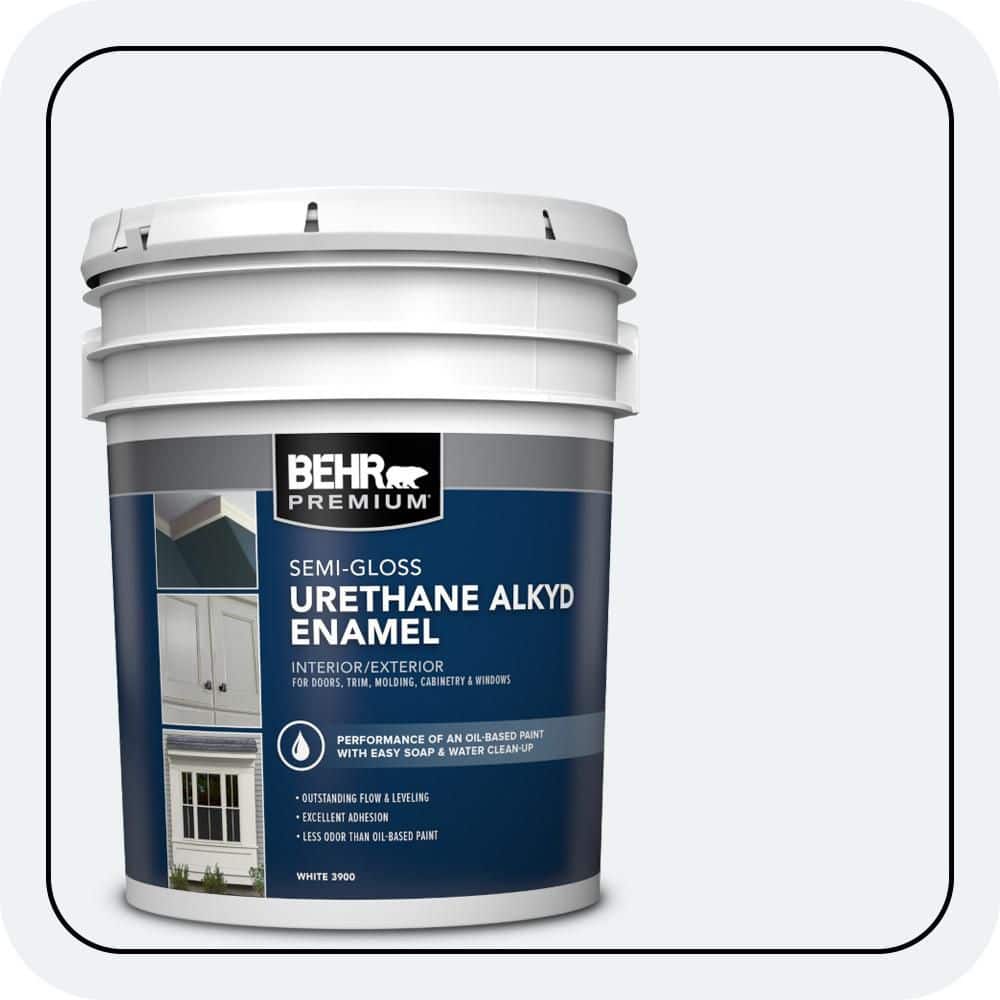 BEHR PREMIUM 5 gal. #BL-W10 Maui Mist Urethane Alkyd Semi-Gloss Enamel Interior/Exterior Paint