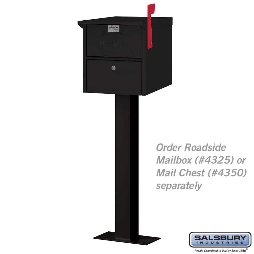 Salsbury Industries Standard Bolt Mounted Pedestal for Roadside Mailbox in Black (3)