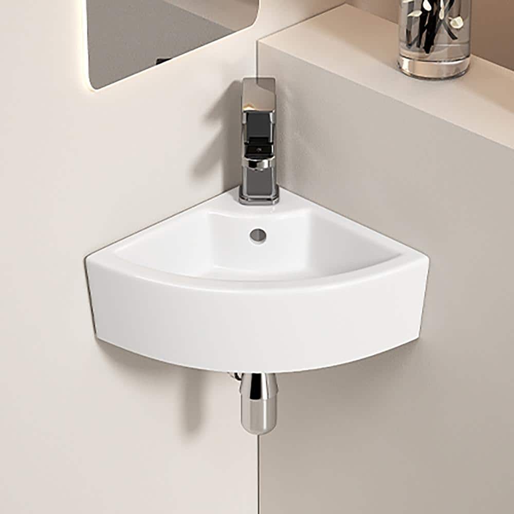 Timussi 17.13 in. x 12.60 in. Wall Mounted Bathroom Sink in Milk White Ceramic (3)