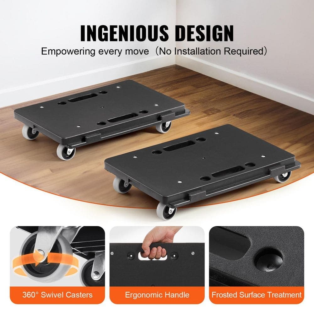 VEVOR Furniture Dolly, 500 lbs. Capacity Each Count, Heavy Duty 4-Wheel Mover, Portable Flat Cart for Heavy Furniture, 2 Pack (3)