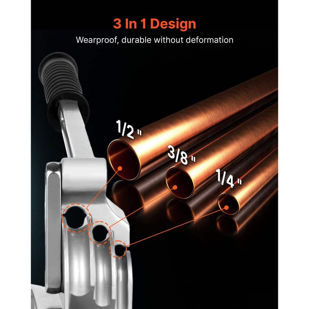VEVOR 3 in 1 Pipe Bender 1/4 in. to 1/2 in. Manual Level Tube Bender 0 to 180 degrees Aluminum for HVAC AC Refrigerator Repair (3)