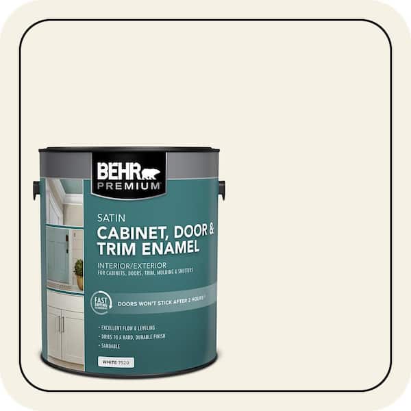 BEHR PREMIUM 1 gal. #BWC-07 Cotton Blossom Satin Enamel Interior/Exterior Cabinet, Door & Trim Paint (2)