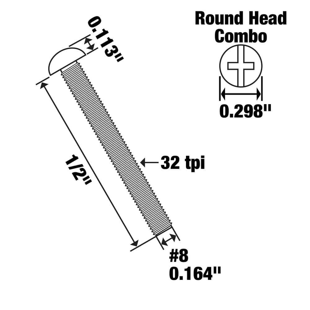Everbilt #8-32 x 1/2 in. Phillips-Slotted Round-Head Machine Screws (25-Pack) (3)