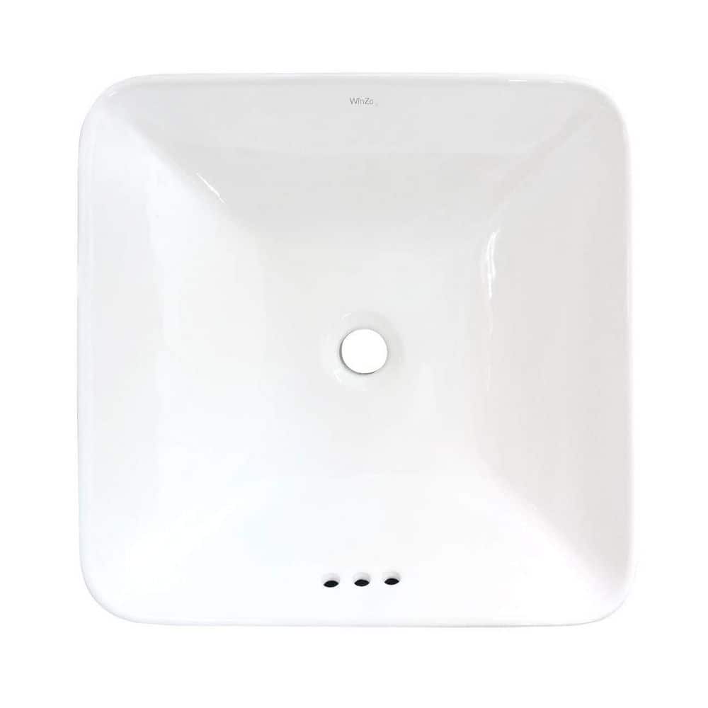 Yingze 16.5 in. Square Drop-In Ceramic Bathroom Sink in White