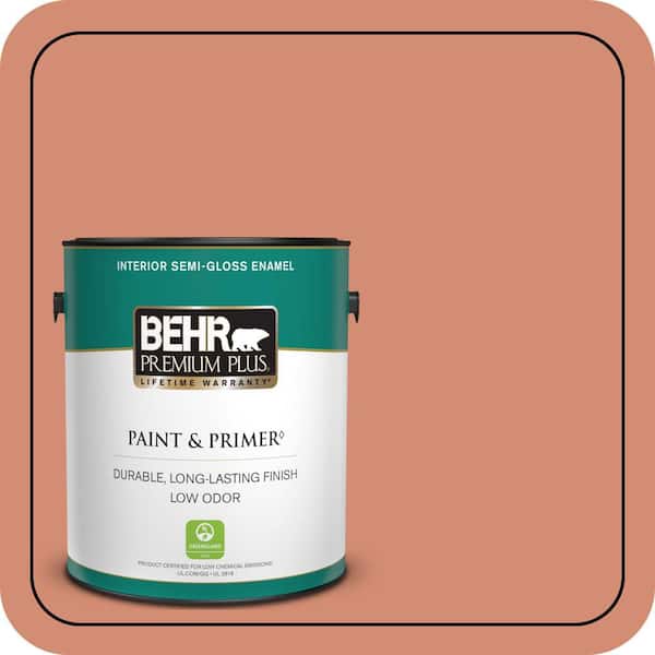BEHR PREMIUM PLUS #220D-5 Nectarina Flat Interior/Exterior Paint & Primer Color Sample (2)