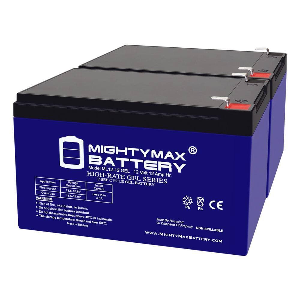 MIGHTY MAX BATTERY 12-Volt 12Ah GEL F2 Replacement Battery Compatible with Drive Medical Spitfire Scout 4 Wheel SFScout4 - 2 Pack (1)