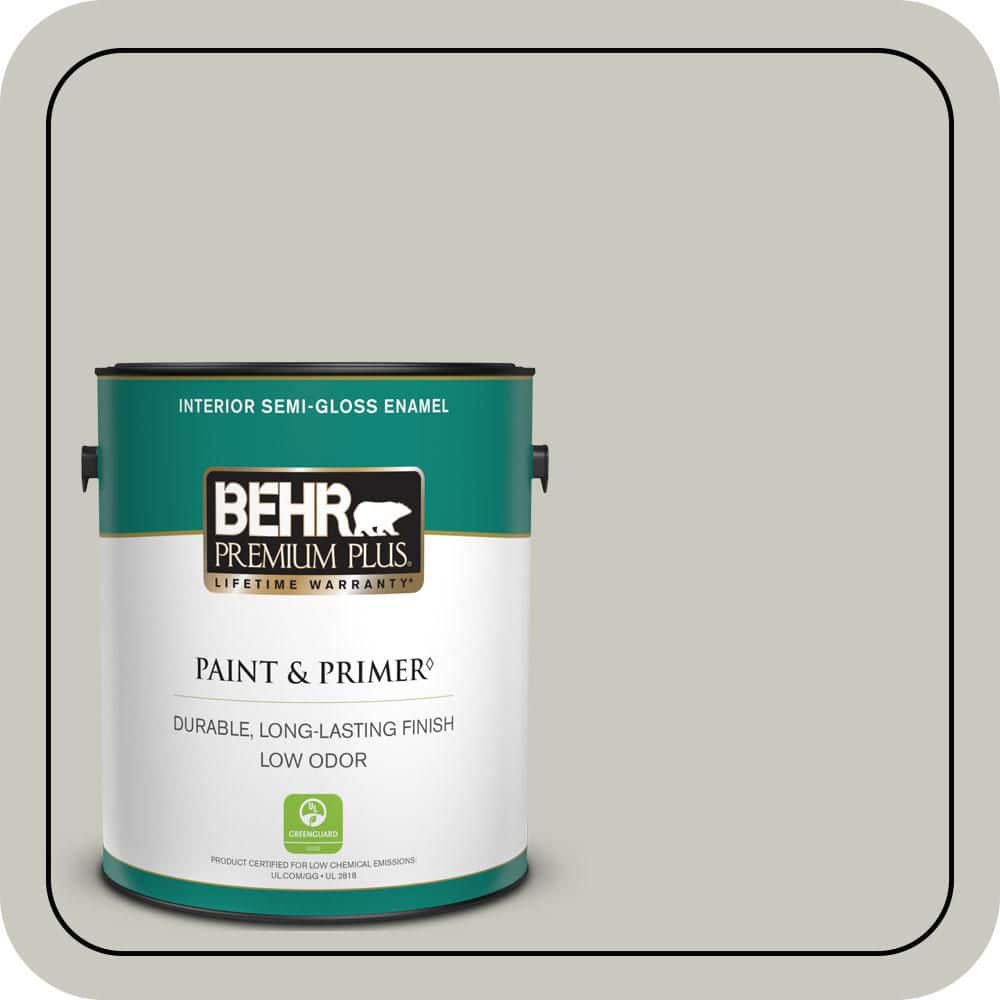 BEHR PREMIUM PLUS 1 gal. #PPU24-12 Whitewash Oak Semi-Gloss Enamel Low Odor Interior Paint & Primer