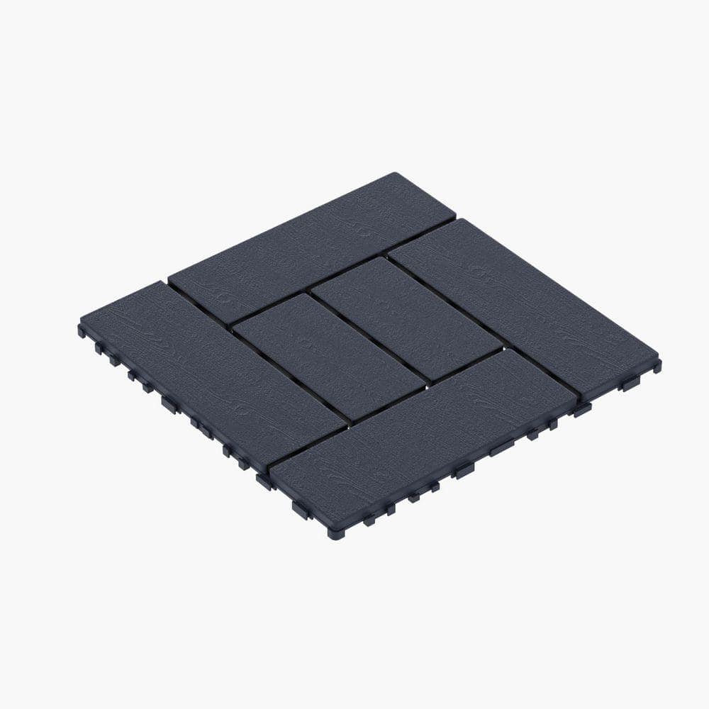 WRIGHTMASTER 1 ft. x 1 ft. Quick Deck PVC Plastic Interlocking Deck Tile in Dark Gray (44 sq. ft. Per Box) (1)