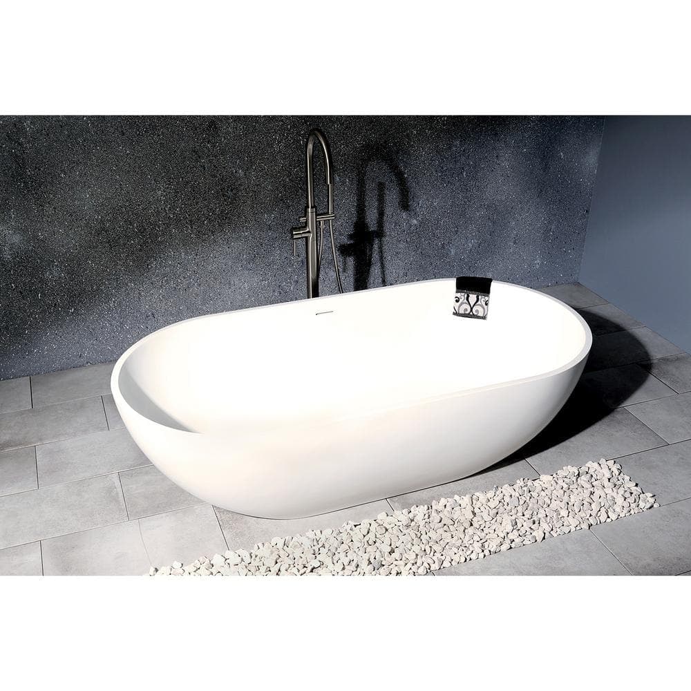 Aqua Eden Bryanna 70 in. Solid Surface Flatbottom Freestanding Bathtub in White (3)