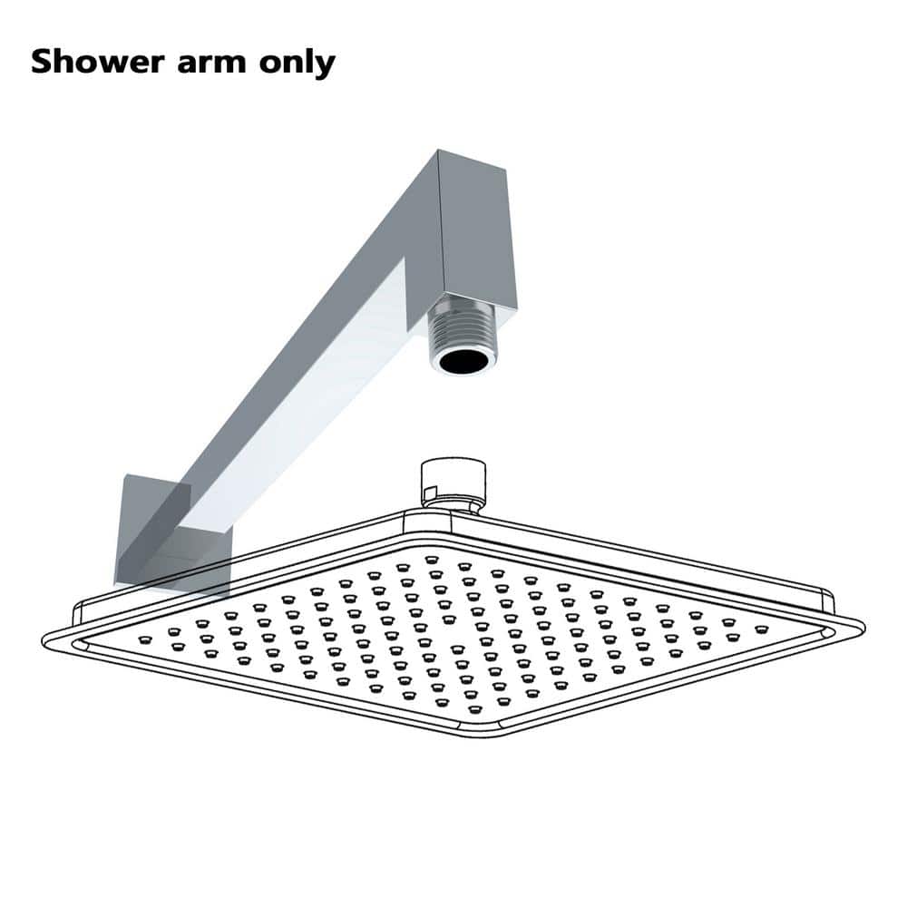Satico 12 in. Stainless Steel Wall Mount Square Shower Arm, Chrome (3)