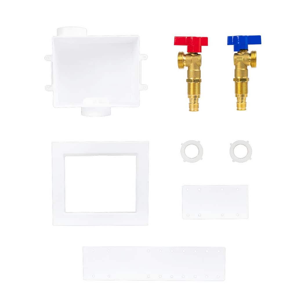 BrassCraft 1/2 in. NOM Cold Expansion PEX x 3/4 in. Garden Hose with 1/4 Turn Brass Ball Valves with Washing Machine Outlet Box (2)