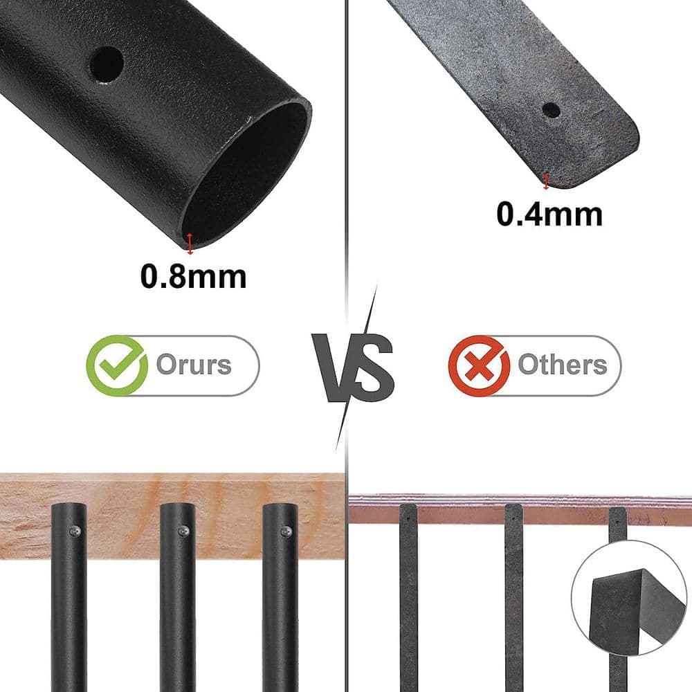 Afoxsos 36 in. H x Black Aluminum Stair Railing Kit 51 Pack with Screws for Outdoor Deck and Porch Durable Metal Balusters (2)