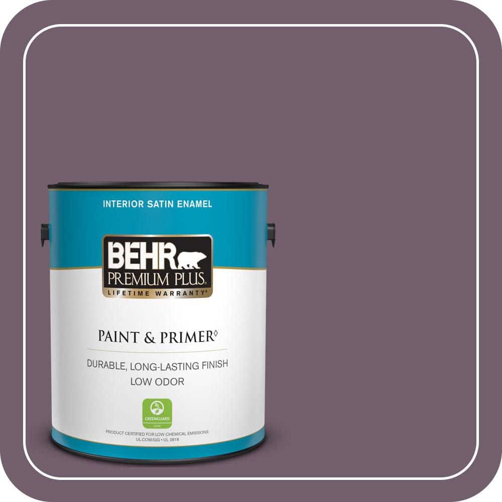BEHR PREMIUM PLUS 1 gal. #MQ1-38 Smoked Mulberry Satin Enamel Low Odor Interior Paint & Primer