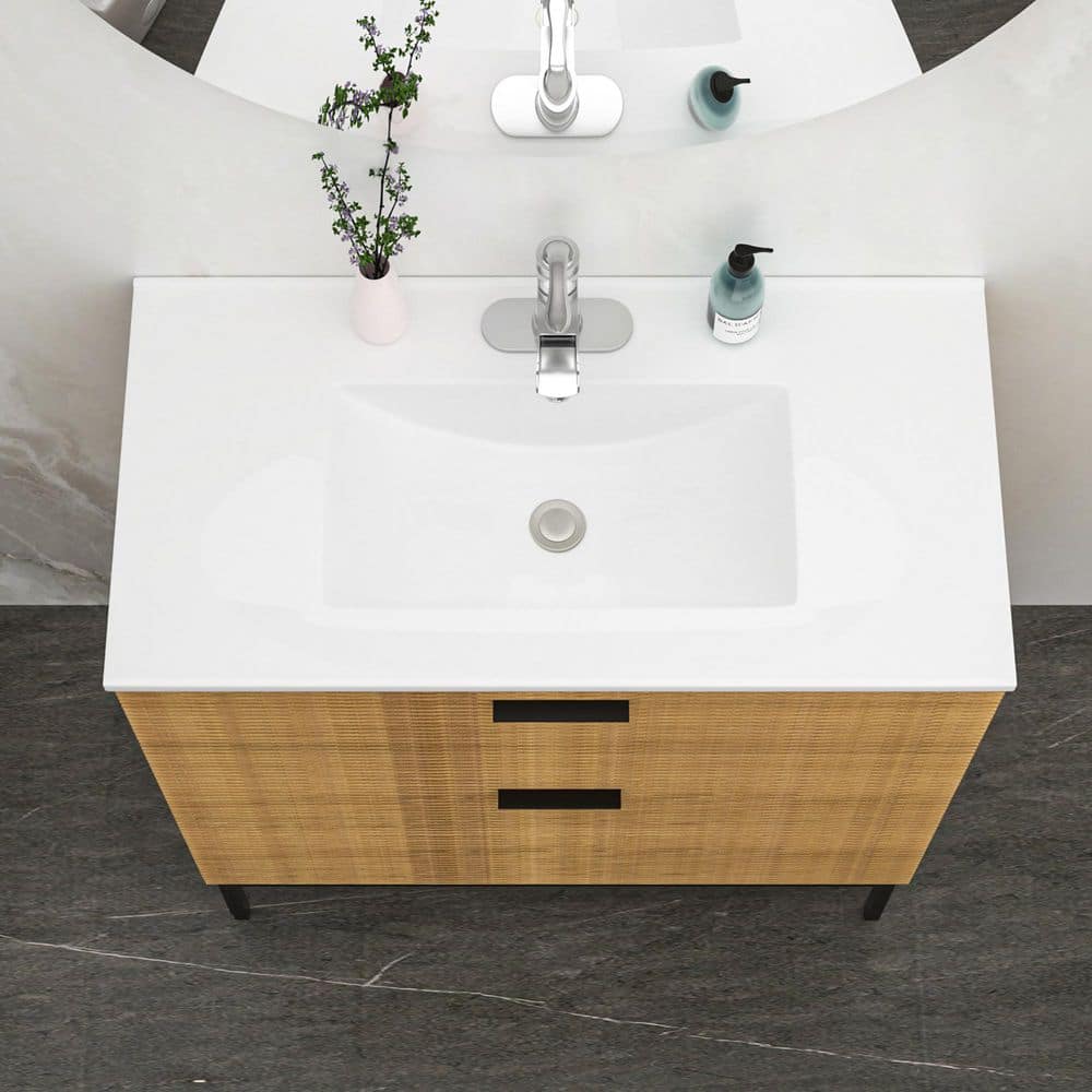 Coporesell 36 in. Drop-In Ceramic Bathroom Sink in White (2)