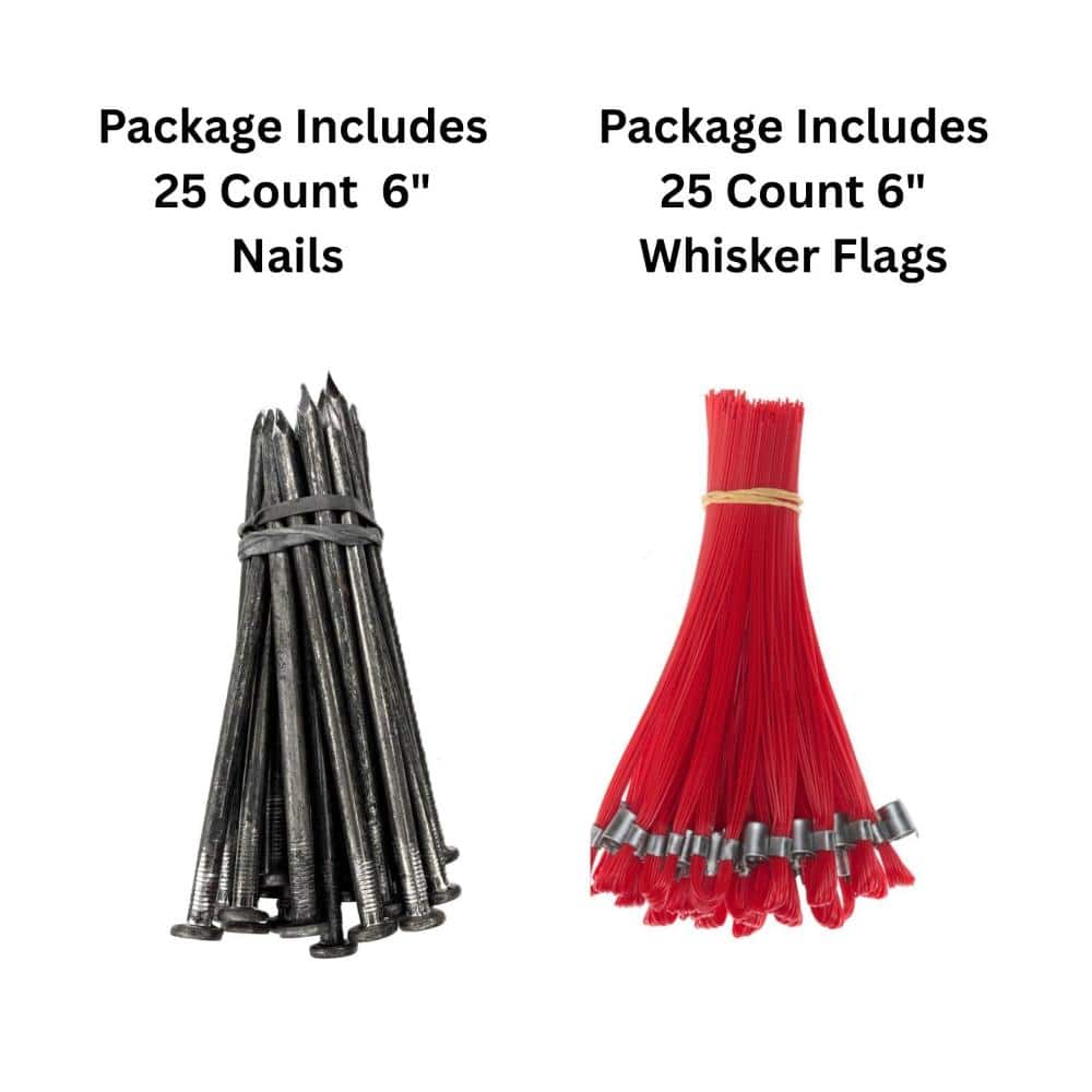Trail Chasers 6 in. Red Survey Markers – Whiskers with Steel Nails (25-Pack) (3)