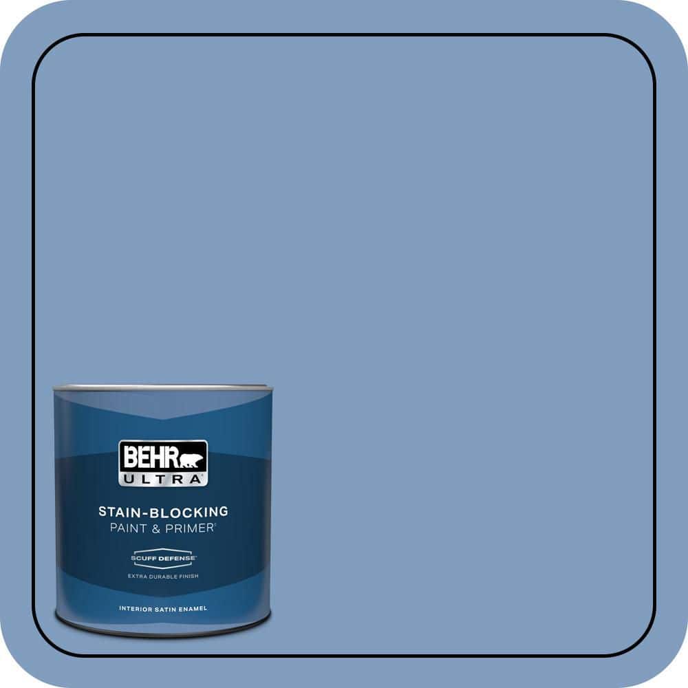 BEHR ULTRA 1 qt. #M530-4 Washed Denim Extra Durable Satin Enamel Interior Paint & Primer