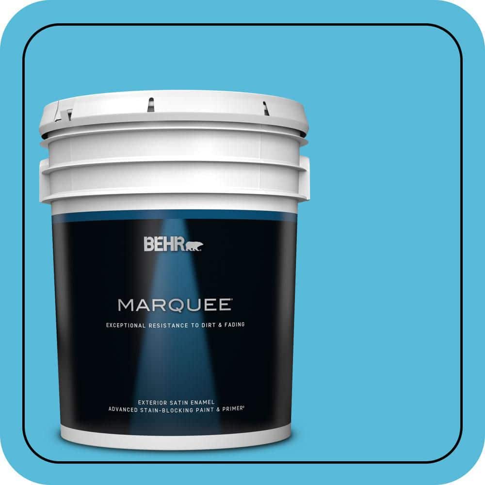 BEHR MARQUEE 5 gal. #530B-5 Azurean Satin Enamel Exterior Paint & Primer