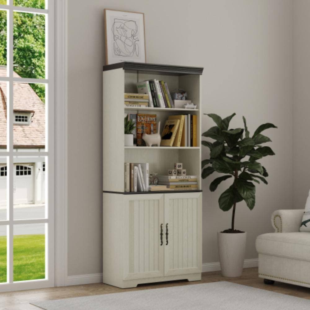 Unbranded 30.35 in. W x 14.21 in. D x 70.86 in. H Bathroom White Linen Cabinet (3)