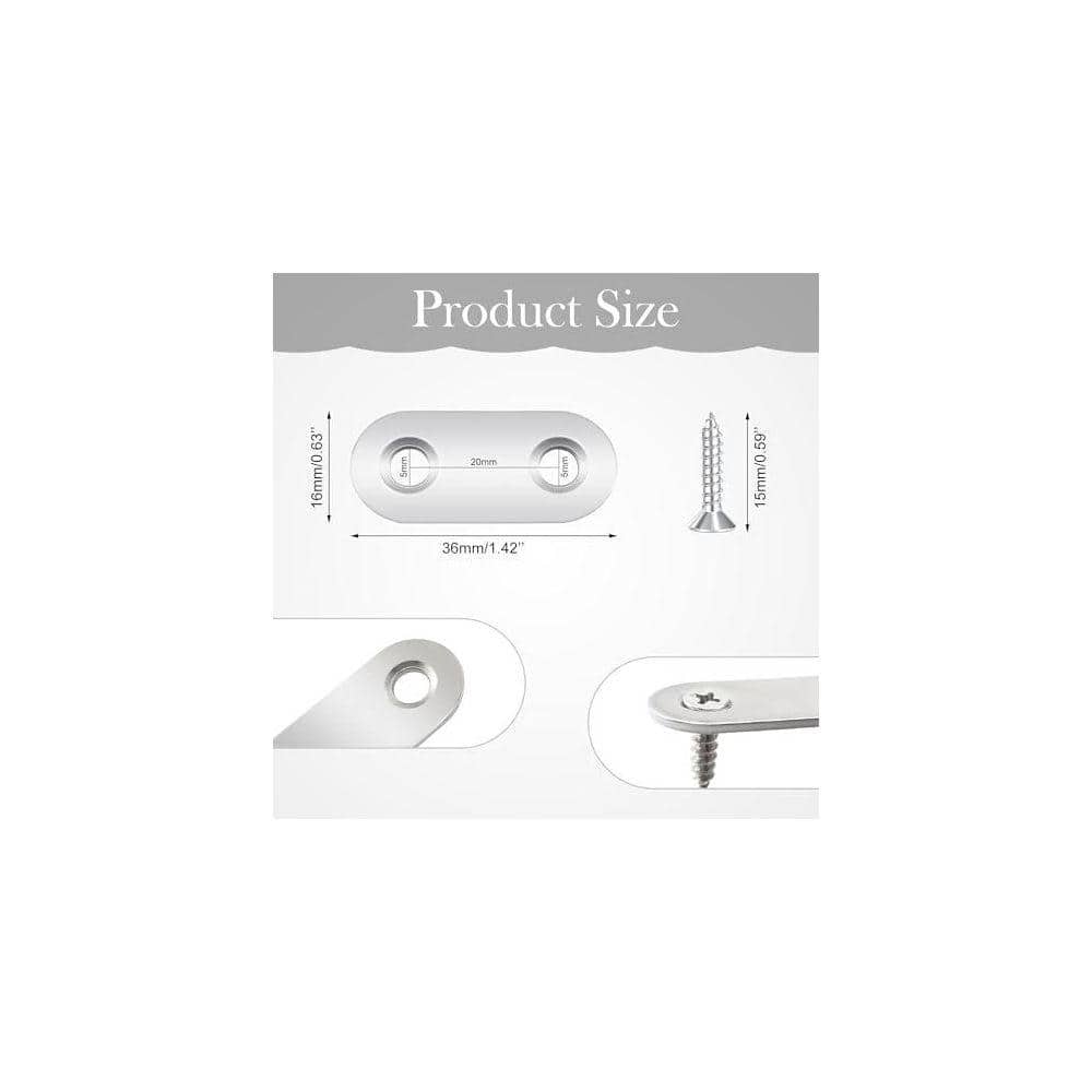 KIWDZFU 1.42 x 0.63 in Stainless Steel Flat Fixing Brackets with Screws for Furniture Joints Repair and DIY Projects 6 Pack (2)