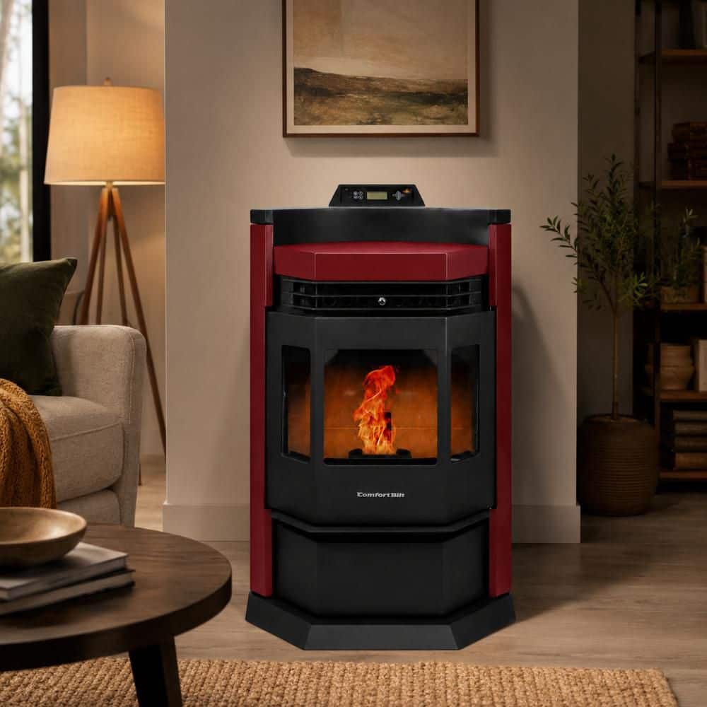 ComfortBilt 2,800 sq. ft.  Pellet Stove with a 80 lbs. Hopper in Burgundy (2)