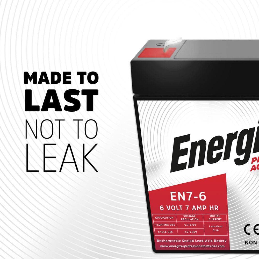 Energizer EN7-6, 6 Volt 7 Amp Hr, Long Lasting Sealed Lead Acid AGM Rechargeable Battery (3)