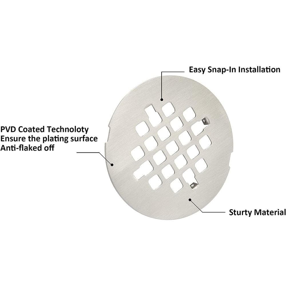 Dyiom Recessed Shower Hood, Round Shower Drain Filter Grid, Replacement Cap for Durability (3)